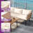 Yellow Convertible Outdoor Rattan Sofa Set – 4-Piece Lounge with Cushions & Coffee Table