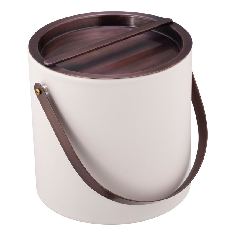 Seau à glace en similicuir Senetta, Blanc / bronze huilé