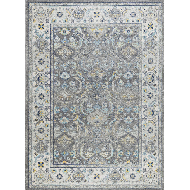 Turkish Chelsea Gray/Ivory Area Rug, Rectangle 11'11" x 14'10"