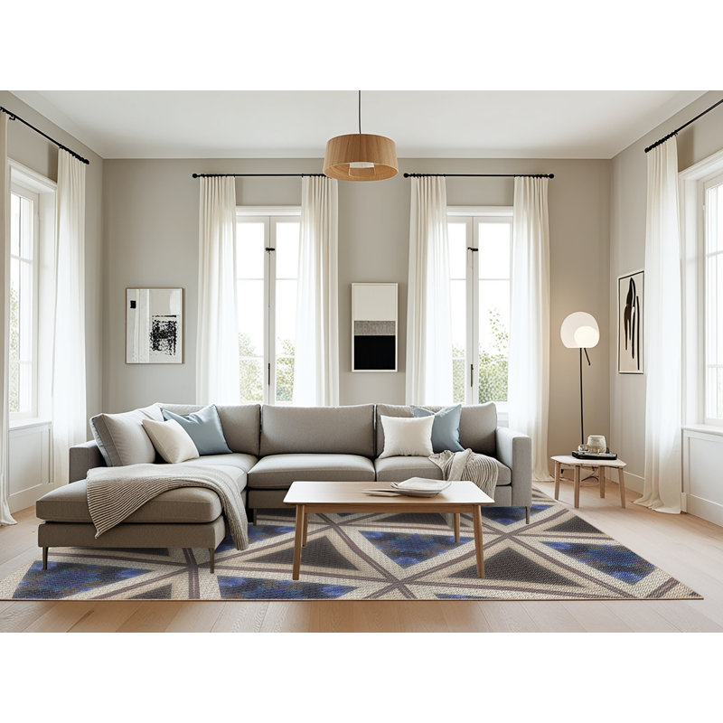 Tapis décoratif géométrique brun, Rectangle 8 pi x 10 pi