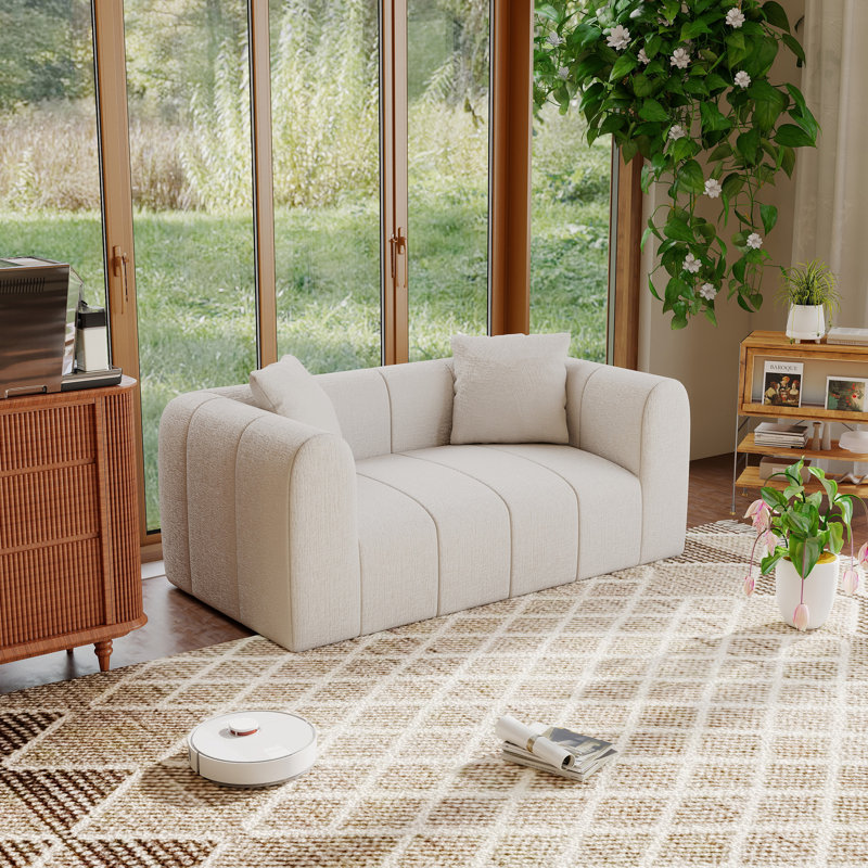 65"Compression  Chenille Frameless Memory Foam Compressed Loveseat - Two-seater Sofa, Deep Seat & No Assembly Required,Vacuum-sealed Delivery