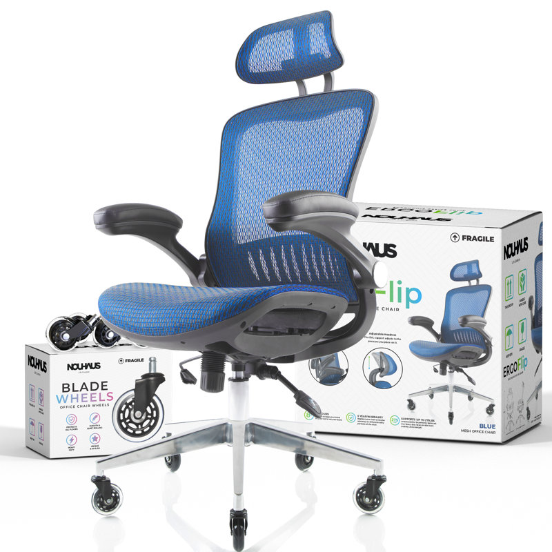 Chaise d'ordinateur en filet ErgoFlip, Bleu