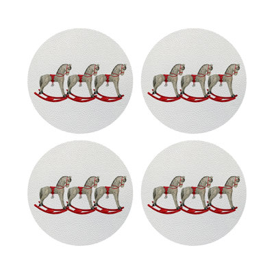 Sous-verres ronds en cuir à bascule