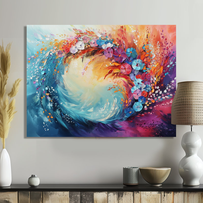 «Blue and Mauve Rainbow Dream Op Art Fragments III», reproductions d'art encadrées, H 12 po x l 20 po, Toile tendue