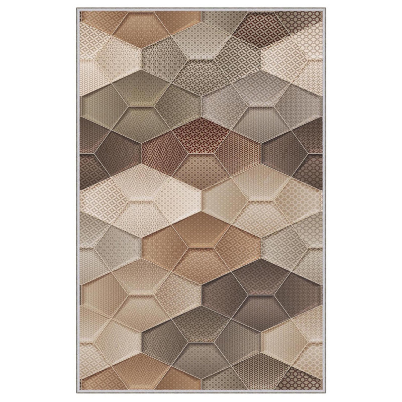 Stylish Woven Carpet (4 x 6 Feet), 100% Polyester, 0.3 in Pile Height | Antibacterial, Non-Slip PVC Dot Underside | Machine Washable, 3D Digital Printed Design | Perfect for Living Room, Bedroom & Office Decor
