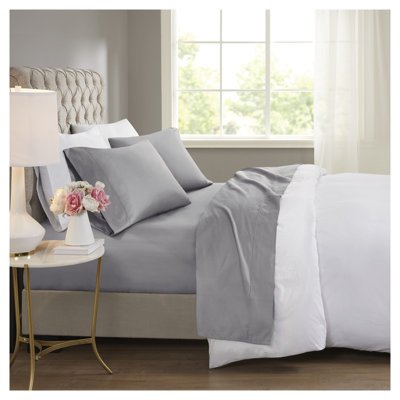 Cal King 4-Piece Cooling Sheet Set - 600 Thread Count Cotton Blend with Deep Pockets, Black