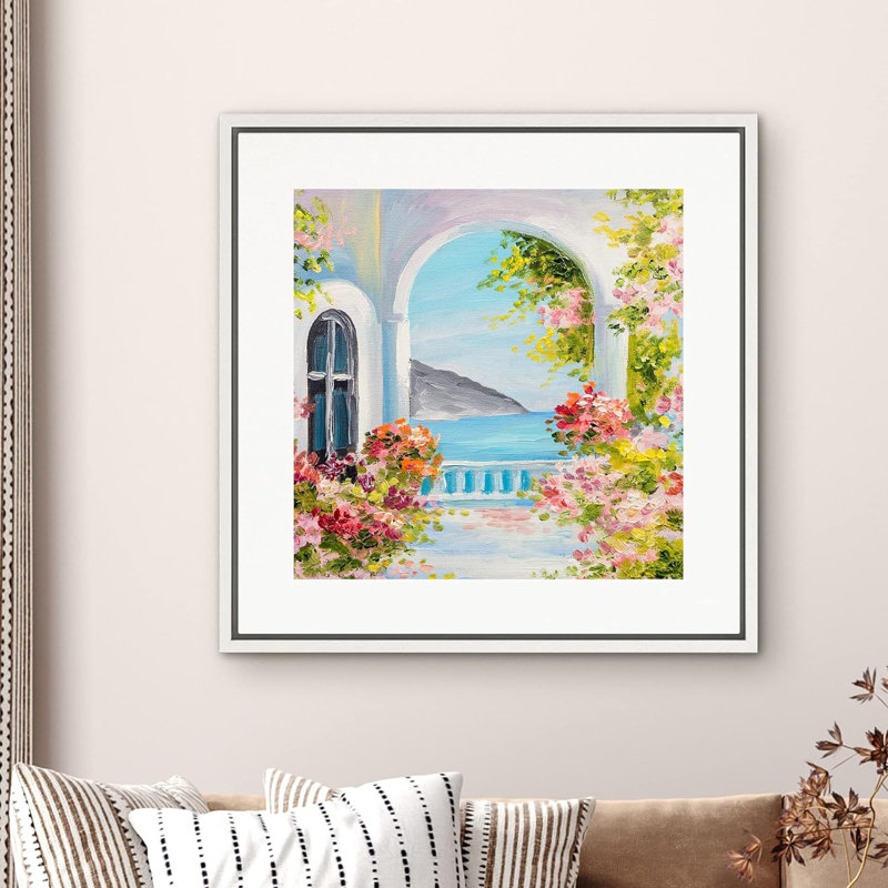 Fleurs roses encadrées sur toile, Blanc, H 16 po x l 16 po