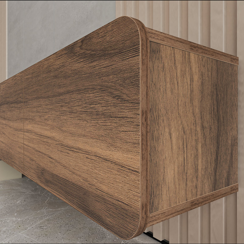 Callysta Floating TV Stand Up to 78" TV's Wall Mounted Media Console, Brown