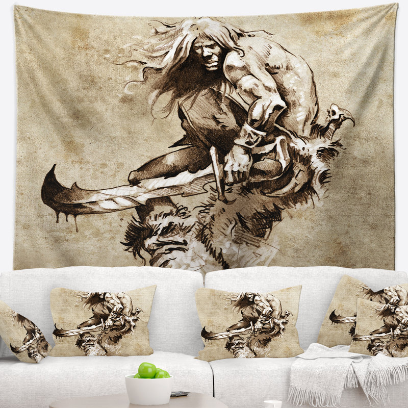 Tapisserie Corwin Warrior Fighting, H 50 po x l 60 po
