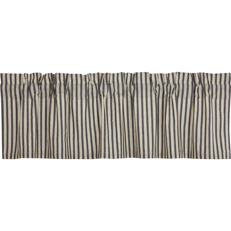 Ashmont Striped Cotton Tailored Window Valance in Charcoal Gray, 60" W x 16" L