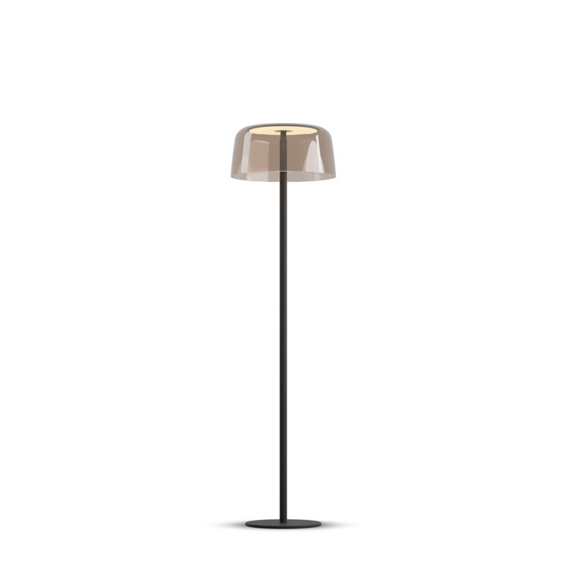 Yurei Floor Lamp (Matte White) with 14" Acrylic Shade, Dark Gray, Noir mat, Brun thé