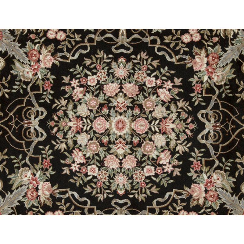 High-Quality Hand-Knotted Black Area Rug
