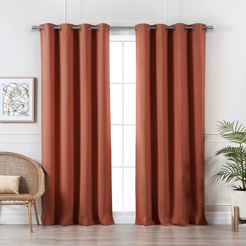Adina Sevan Solid Thermal Grommet Curtain Panels, Copper, 52" W x 96" L