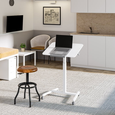 White airLIFT® Pneumatic Tilting Mobile Desk Cart