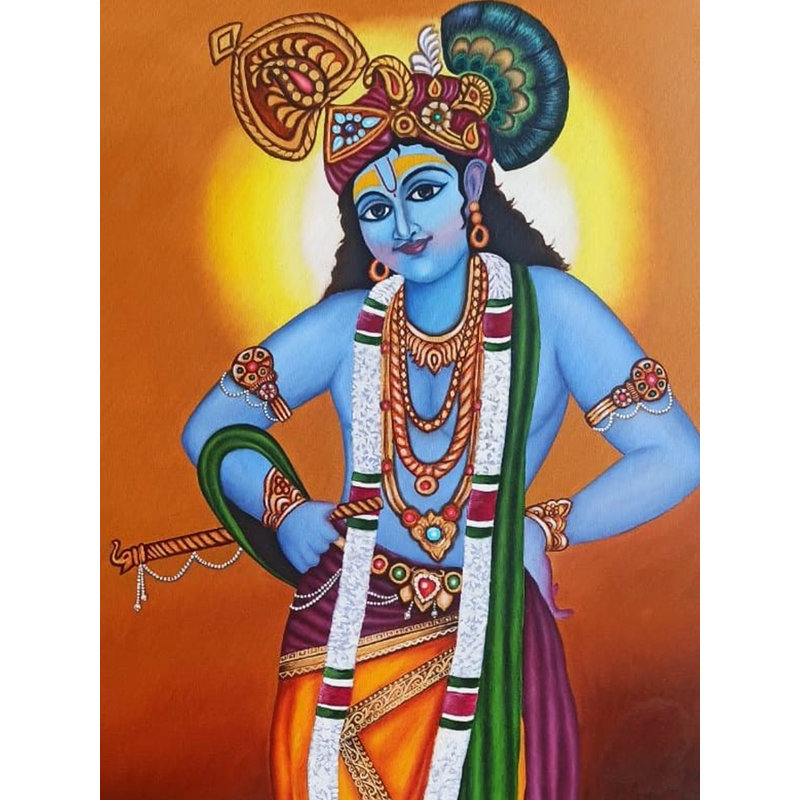 Krishna's Mercy | Huile sur toile | Par Shankar Kamila