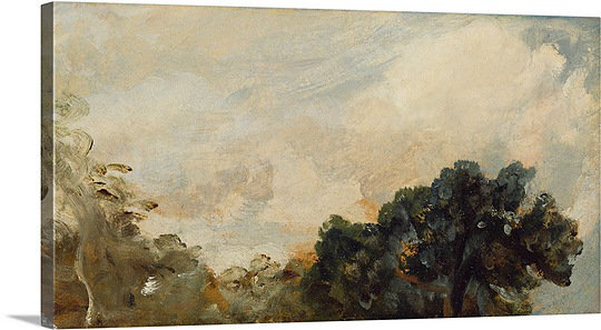 «Cloud Study with Trees, 1821» par John Constable, reproduction d'art, H 26 po x l 48 po x P 1,5 po, Toile