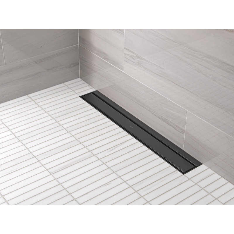 24" Reversible Linear Shower Drain Trim, Matte Black