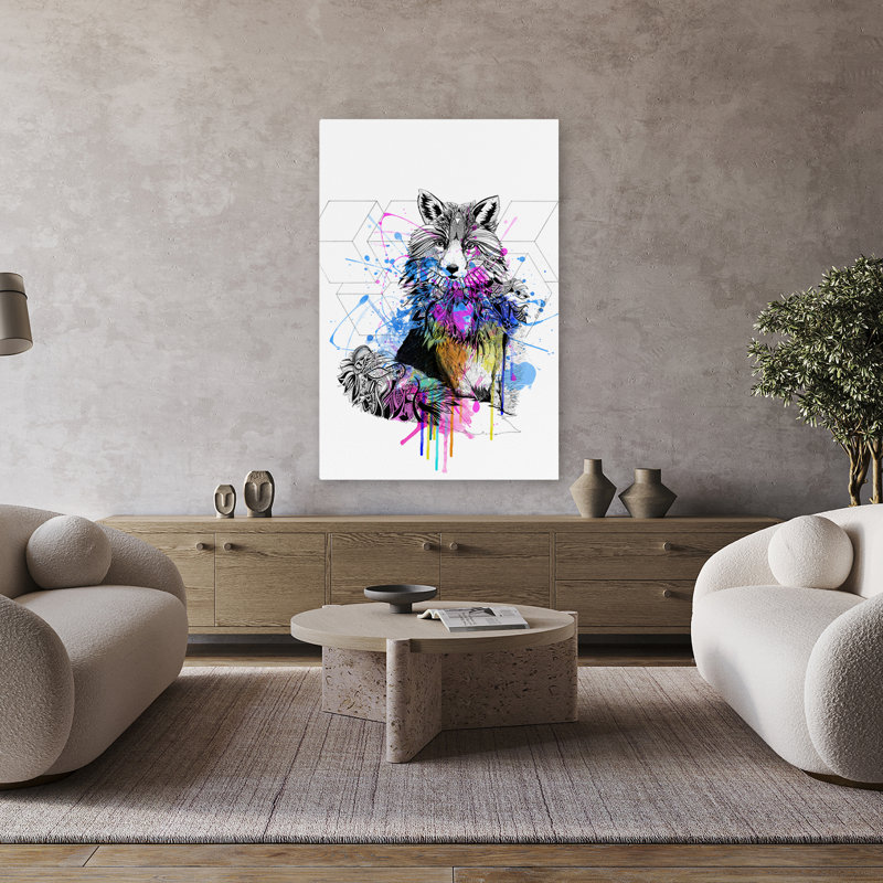 Renard - animaux, pop urbain, surréalisme, renards, art, H 48 po x l 32 po