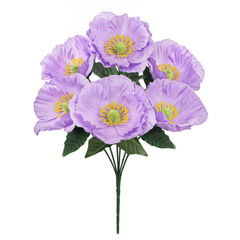 Artificial Poppy Flower Bush, Lavender