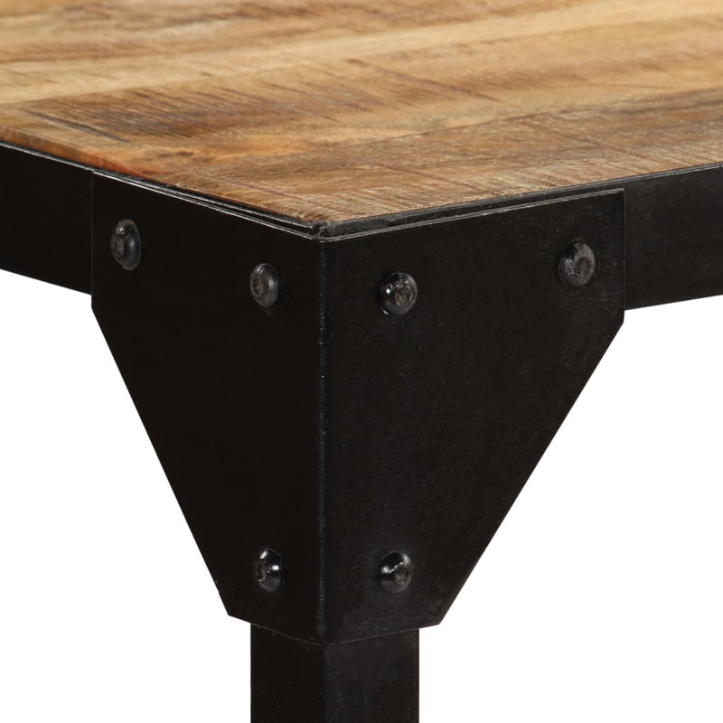 Table de salle à manger en bois de manguier brut et acier, L 23,62 po x L 47,2 po