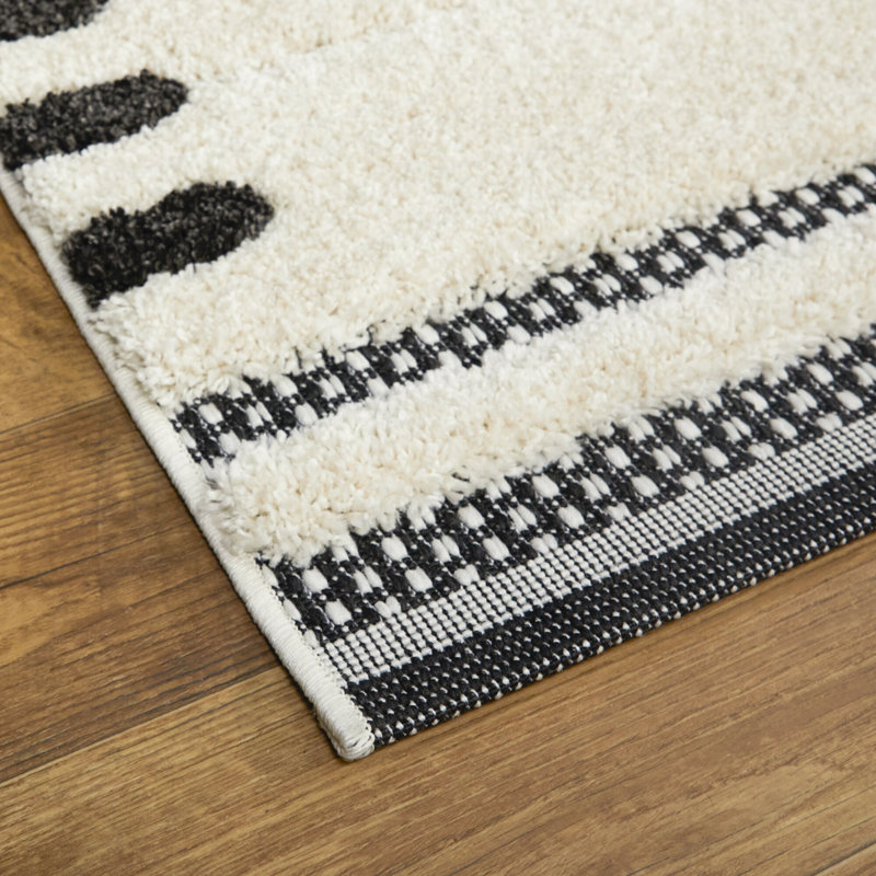 Tapis crème / noir Gardnerville, Rectangle 5 pi 3 po x 7 pi