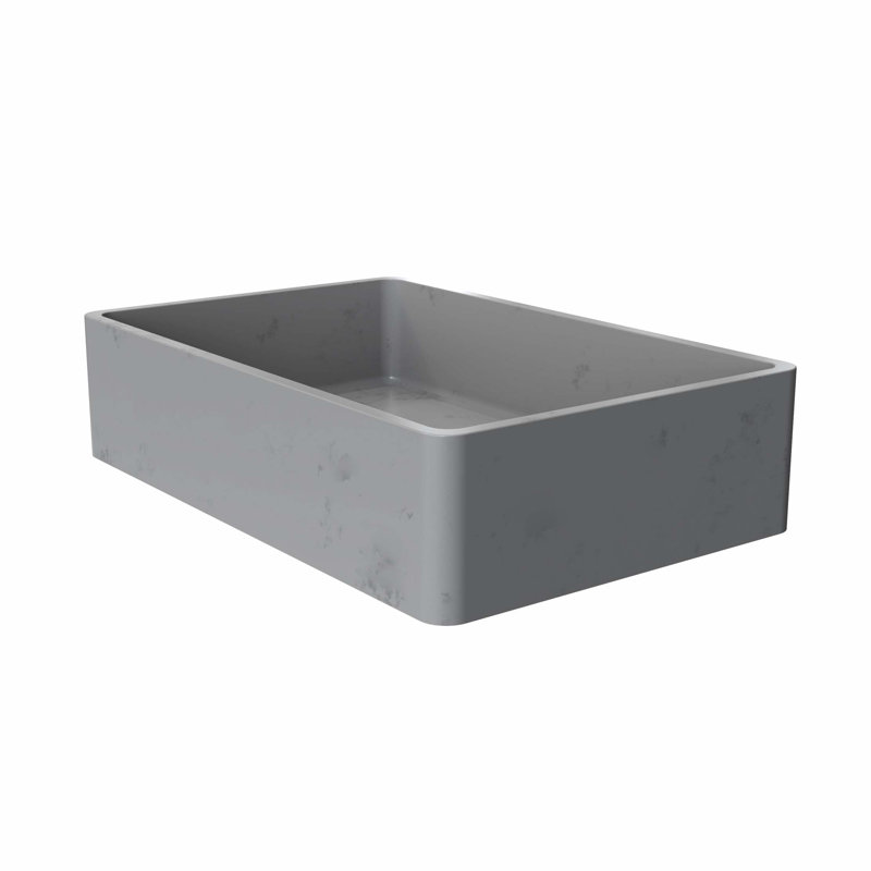 19.68'' Concrete Vessel Rectangular Modern Bathroom Sink, Gray