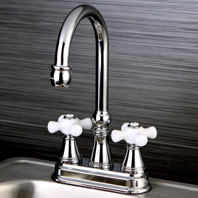 Kingston Brass Governor Two-Handle 2-Hole Deck Mount Bar Faucet, Polished Chrome