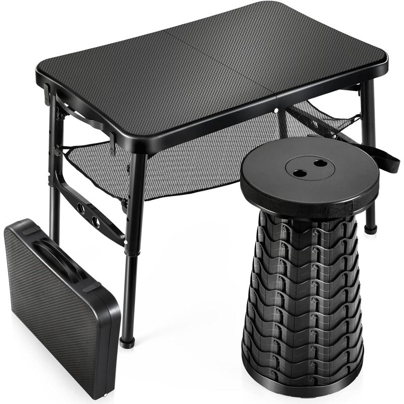 Callasandra Patio Dining Set with Rectangular Table, Black