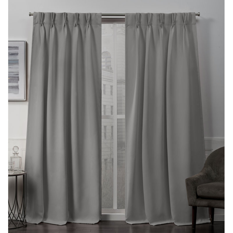 Sateen Room Darkening Curtain Pair, 30"W X 96"L, Veridian Grey
