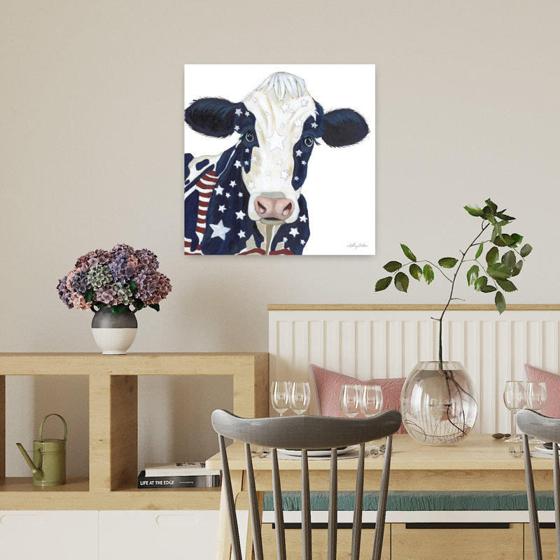 Art contemporain vache liberté, H 18 po x l 18 po