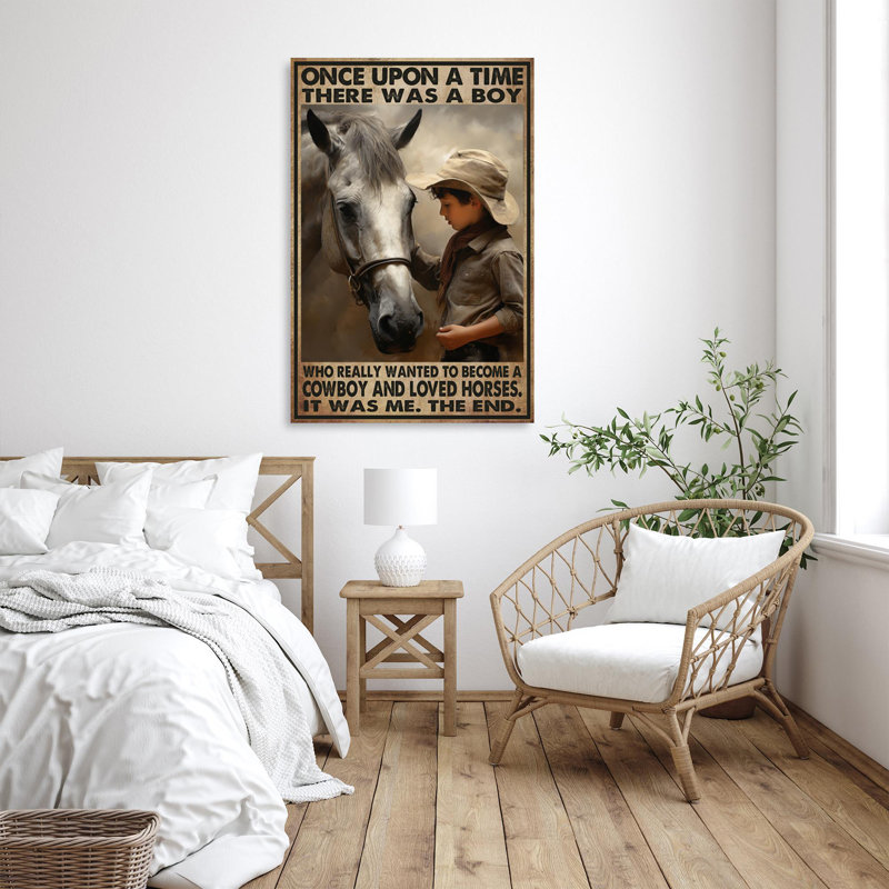 «To devenir un cowboy et des chevaux aimés», reproduction d'art graphique sur toile tendue, H 20 po x l 16 po x P 1,25 po