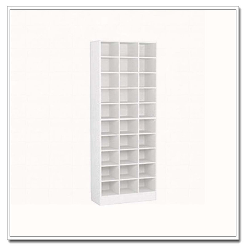 25.6 Inches 10-Tier White Wooden Shoe Storage Cabinet, Modern 30-Cubby Wooden Shoe Rack Organizer, White