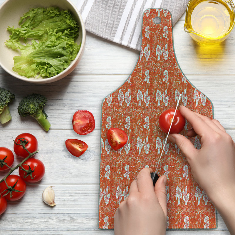 Planche à découper en verre trempé Ambesonne orange brûlé et hibiscus tropical