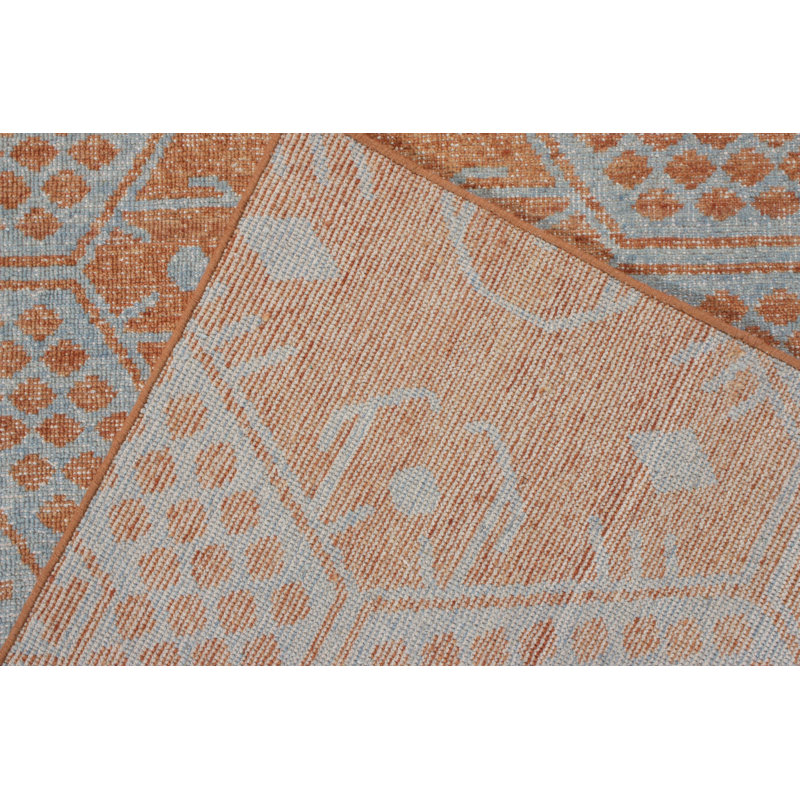 Distressed Homage Hand Knotted Wool Geometric Area Rug, Rectangle 10' x 14'