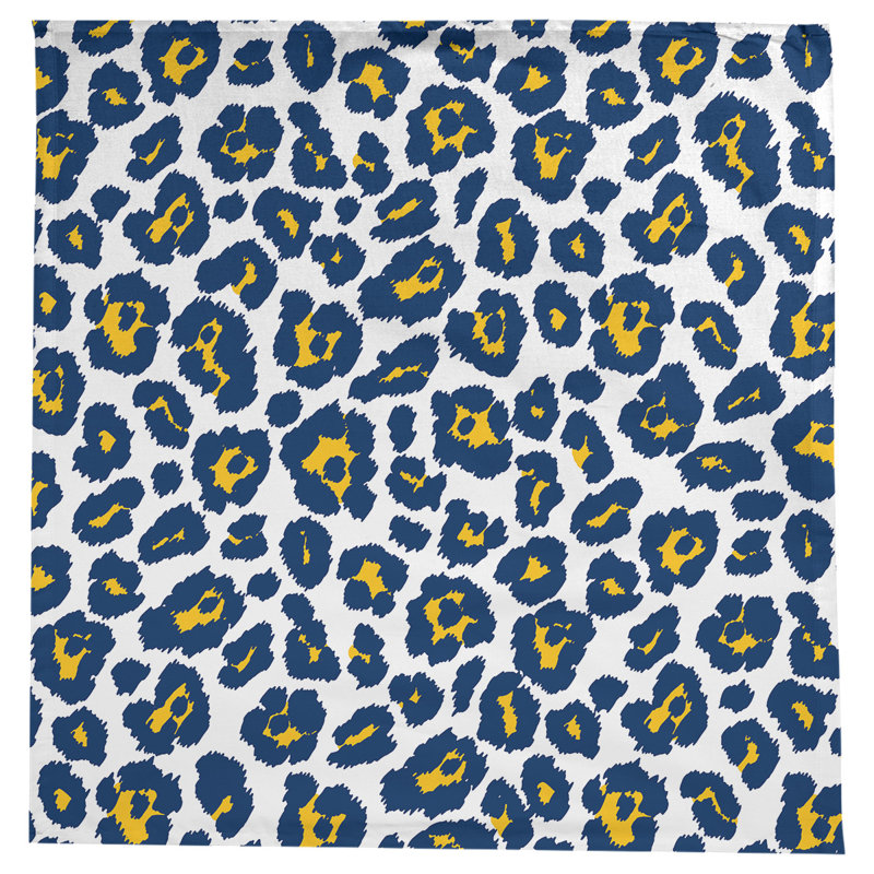 Animal Print Cotton Blend Tablecloth, 58'' x 58'', White/Blue/Yellow
