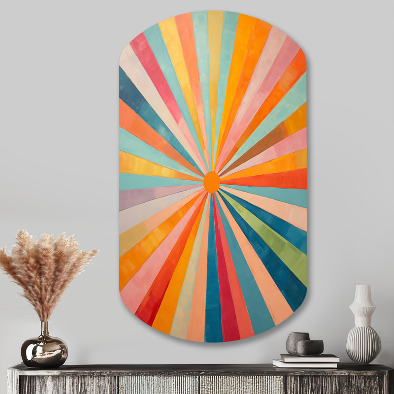 «Colorful Mid Century Optical Serenade I - Mid Century Century Cylinder», reproduction d'art asymétrique moderne