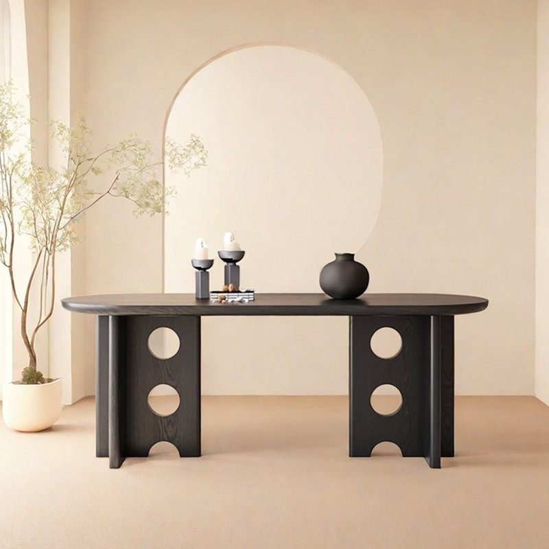 Table de salle à manger Vintage, H 29,52 po x L 70,86 po x l 31,49 po, Noir, noir, noir, noir, Noir, noir, noir, noir