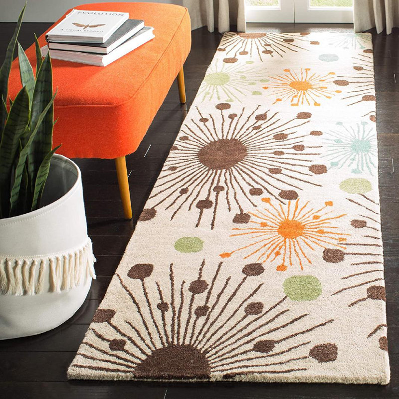 Amier Hand Tufted Wool And Viscose Floral Rug, Runner 2'6" x 12'