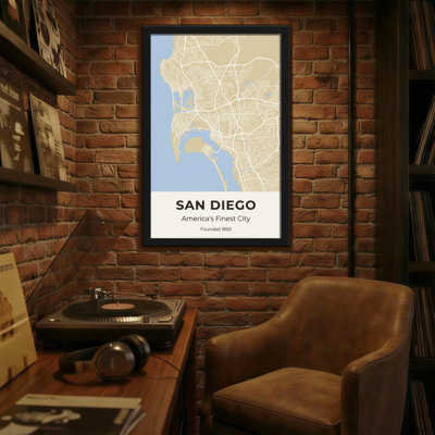 Scenic & Cityscapes San Diego City Map Art Print