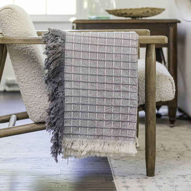 Jeté tissé 46 x 67, Gris à carreaux
