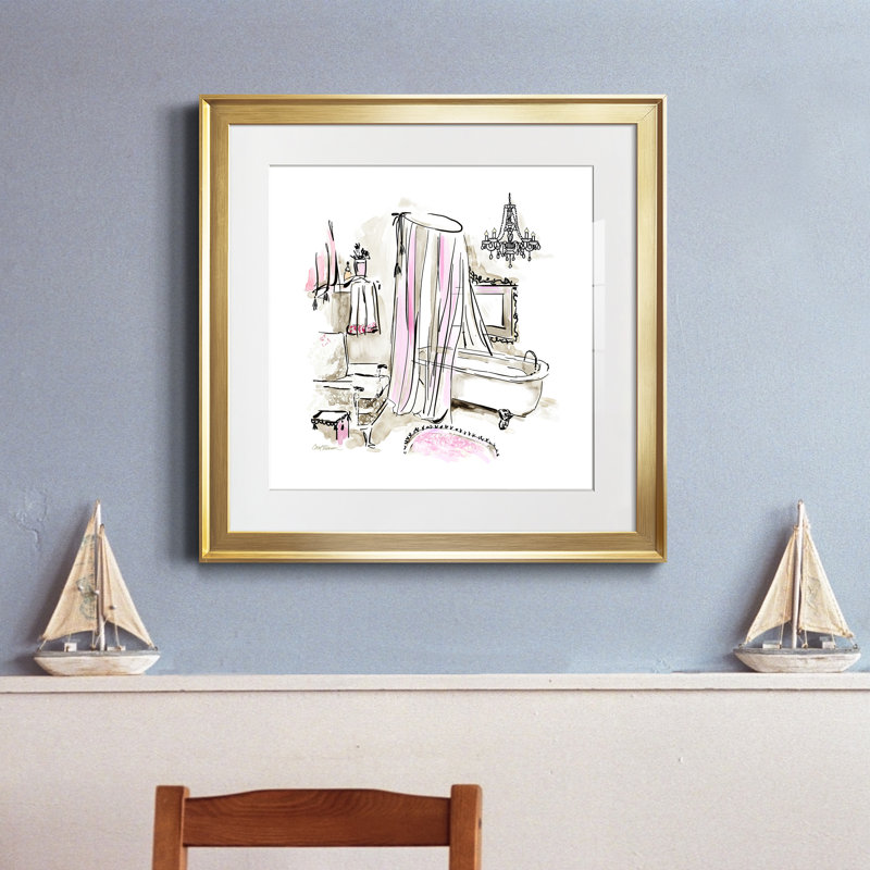«Pink Opulence I», cadre photo, H 17,5 po x l 17,5 po x P 1,5 po, Papier encadré doré
