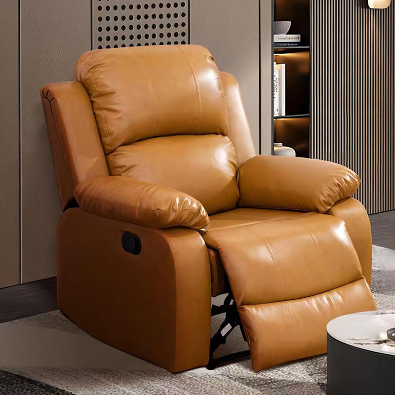 Dewaun Faux Leather Manual Standard Recliner, Yellow Faux Leather