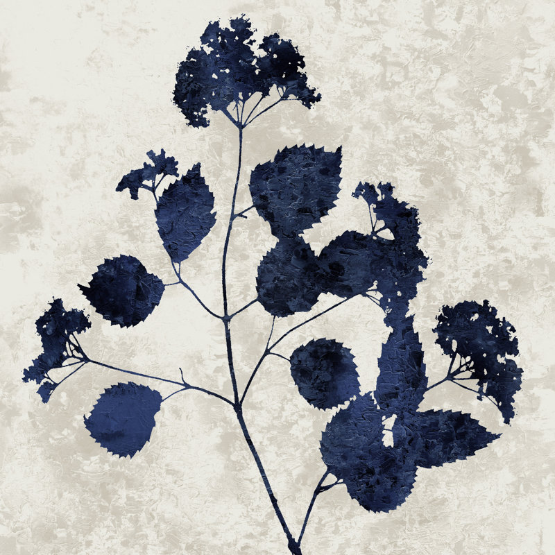 Navy And Tan Floral 6 by Danielle Carson - Wrapped Canvas Print, 30cm H x 30cm W x 3.8cm D
