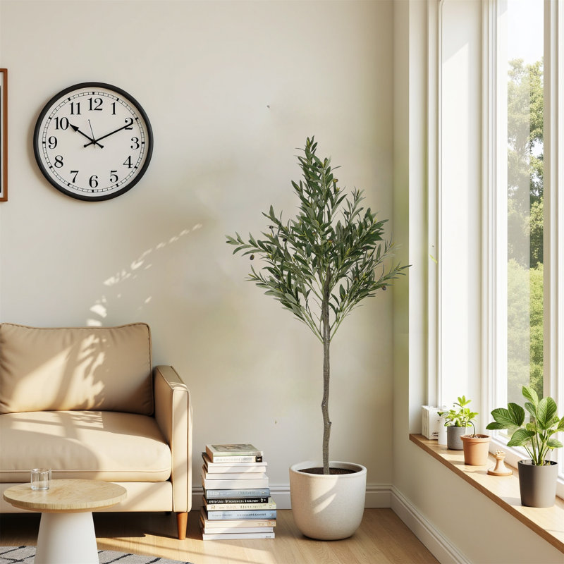 66" Artificial Olive Tree With Pot, 66'' H x 31'' W x 31'' D