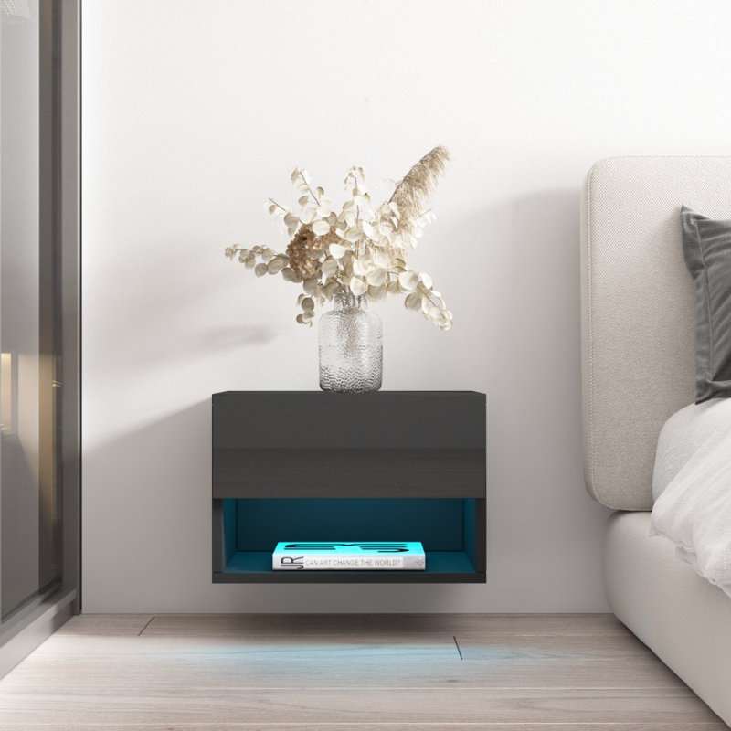 Table de chevet flottante 19,7 po Air, Noir