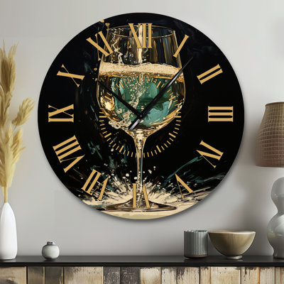 Gold And Emerald Champagne Dream - Champagne Golden Face Wall Clock
