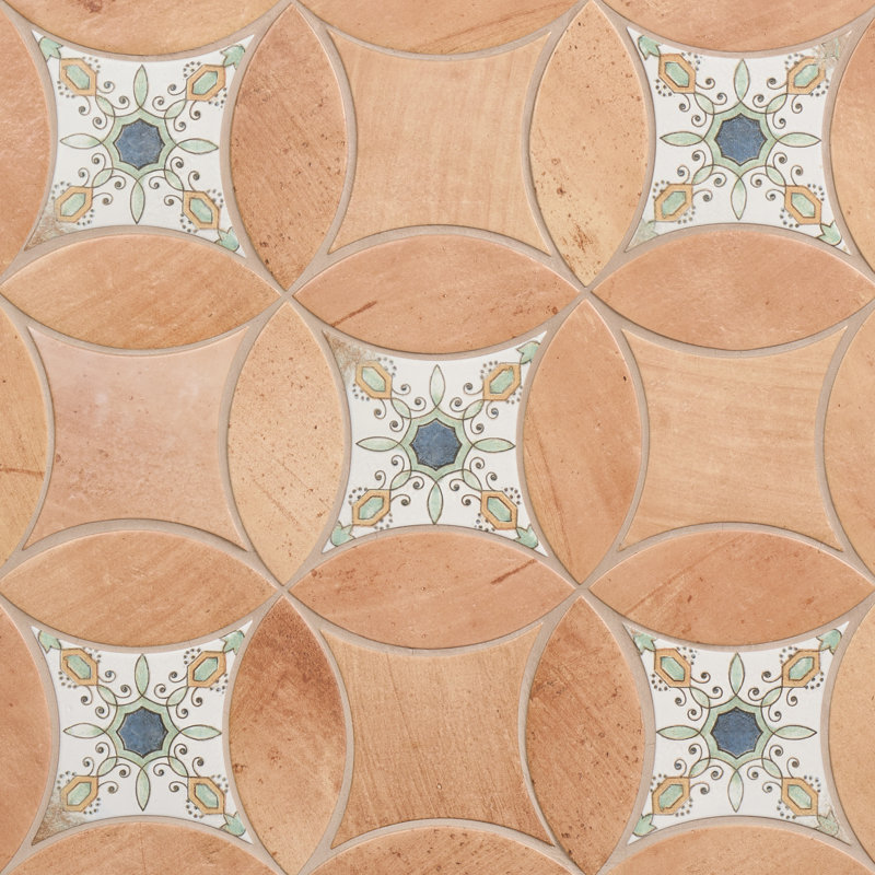 Raval 3x8 Petal and Kite Matte Terracotta Look Porcelain Floor and Wall Tile, Deco Amelia