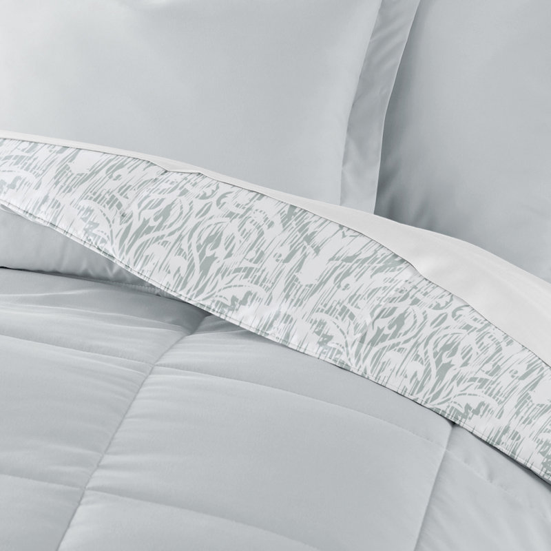 Twin Blue Reversible Down Microfiber Comforter Set