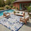 Tapis floral bleu / gris intérieur / extérieur Floral-537295534