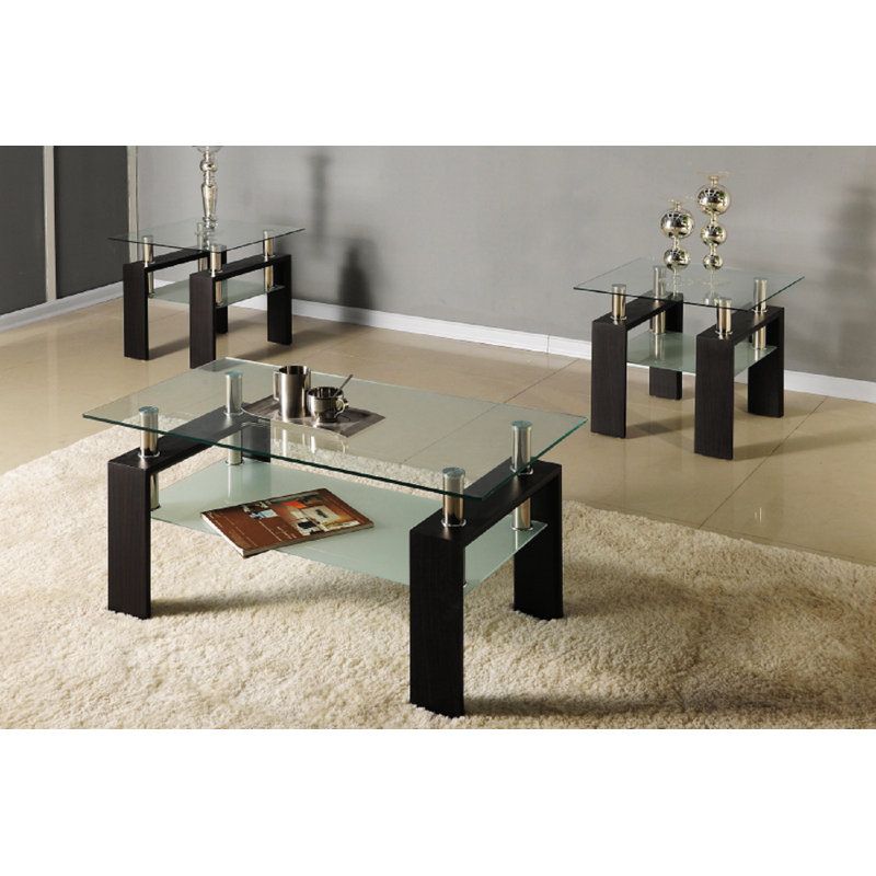 Ensemble de tables basses 3 pièces Odelia, Noir, Fumée